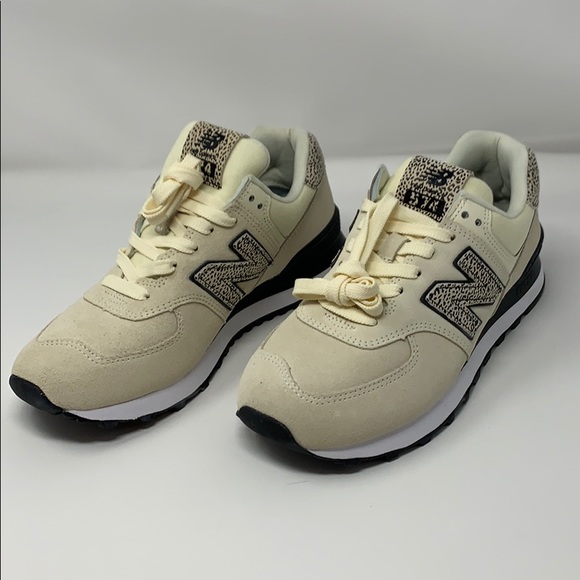 new balance 574 animal print cream